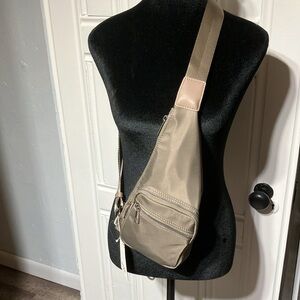 ❤️Sale Kayla + Ava Nylon Sling Bag Taupe NWT